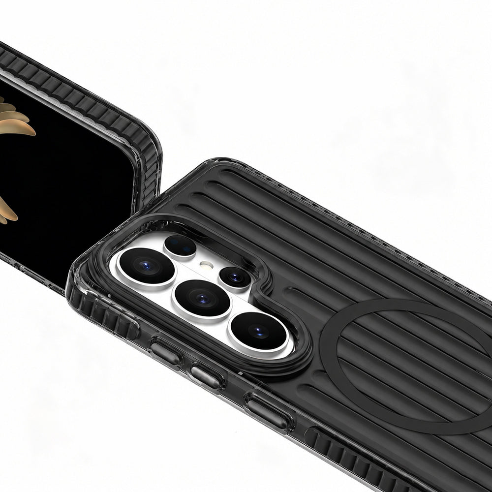 Galaxy S26 Ultra Kılıf M-safe Şarj Özellikli Oyuklu Tasarım Mutural Luggage Serisi Kılıf
