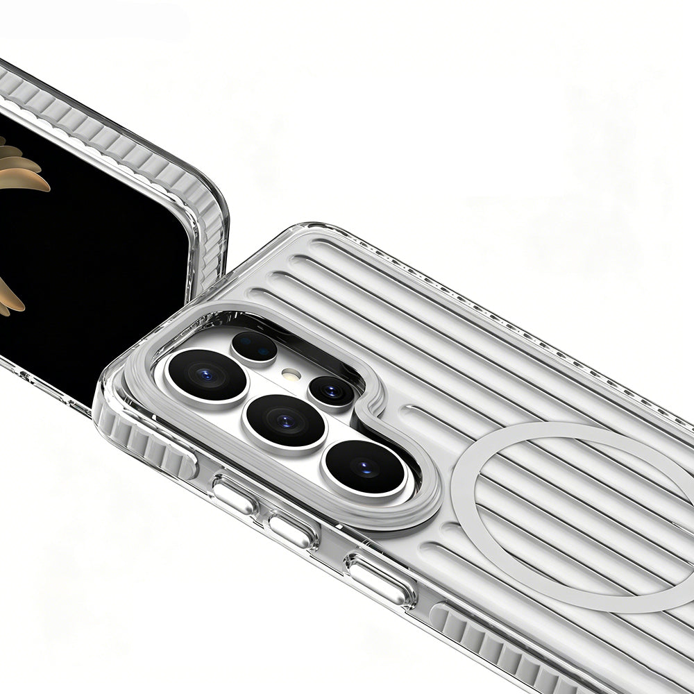 Galaxy S26 Ultra Kılıf M-safe Şarj Özellikli Oyuklu Tasarım Mutural Luggage Serisi Kılıf