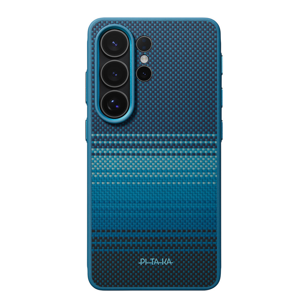 Galaxy S26 Ultra Kılıf M-safe Şarj Özellikli Pitaka Tactile Woven Sunset-Moonrise Aramid Cairn Serisi Karbon Kılıf