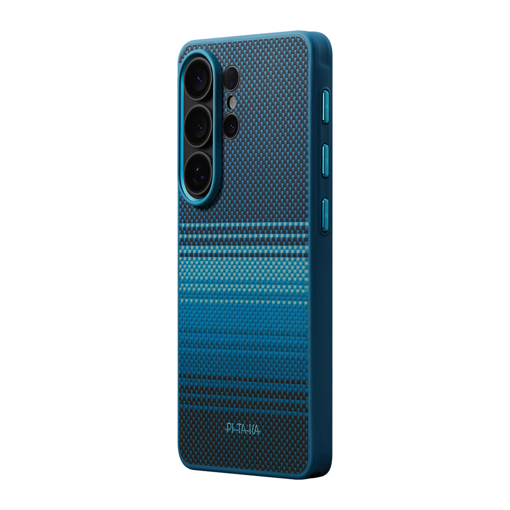 Galaxy S26 Ultra Kılıf M-safe Şarj Özellikli Pitaka Tactile Woven Sunset-Moonrise Aramid Cairn Serisi Karbon Kılıf