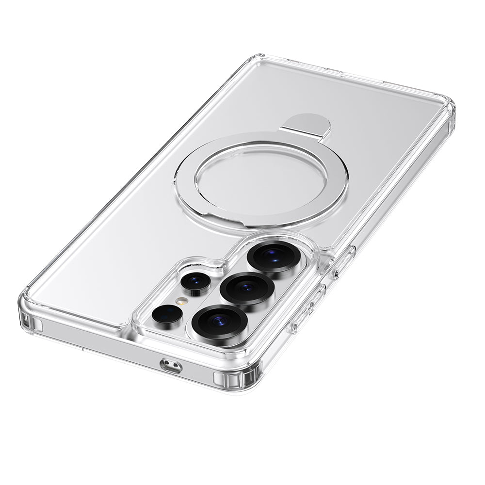 Galaxy S26 Ultra Kılıf M-safe Şarj Özellikli Raptic Air Stand Serisi Buzlu Transparan Tasarımlı Standlı Kılıf