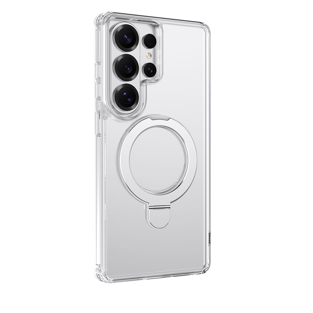 Galaxy S26 Ultra Kılıf M-safe Şarj Özellikli Raptic Air Stand Serisi Buzlu Transparan Tasarımlı Standlı Kılıf