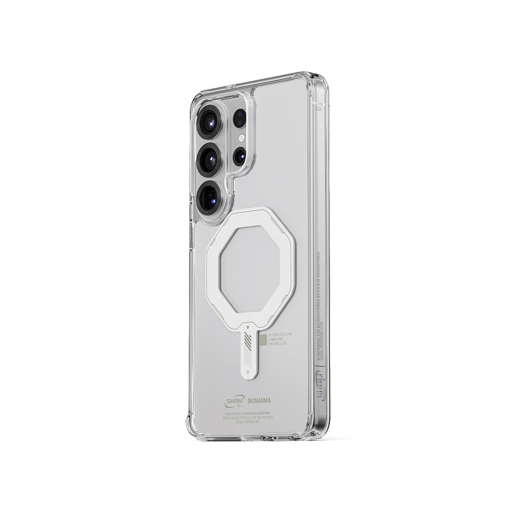 Galaxy S26 Ultra Kılıf M-safe Şarj Özellikli Şeffaf Airbag Tasarımlı Skinarma Saido Mag-Charge Nightglow Kılıf