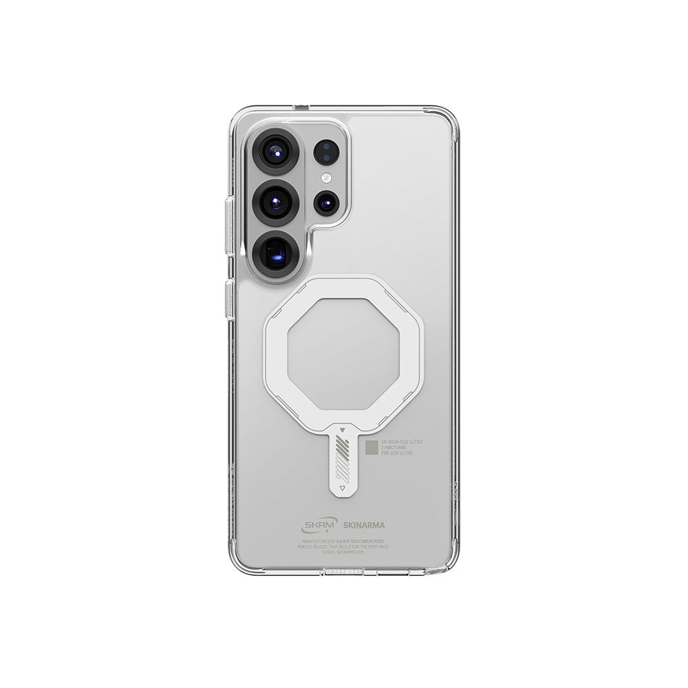 Galaxy S26 Ultra Kılıf M-safe Şarj Özellikli Şeffaf Airbag Tasarımlı Skinarma Saido Mag-Charge Nightglow Kılıf