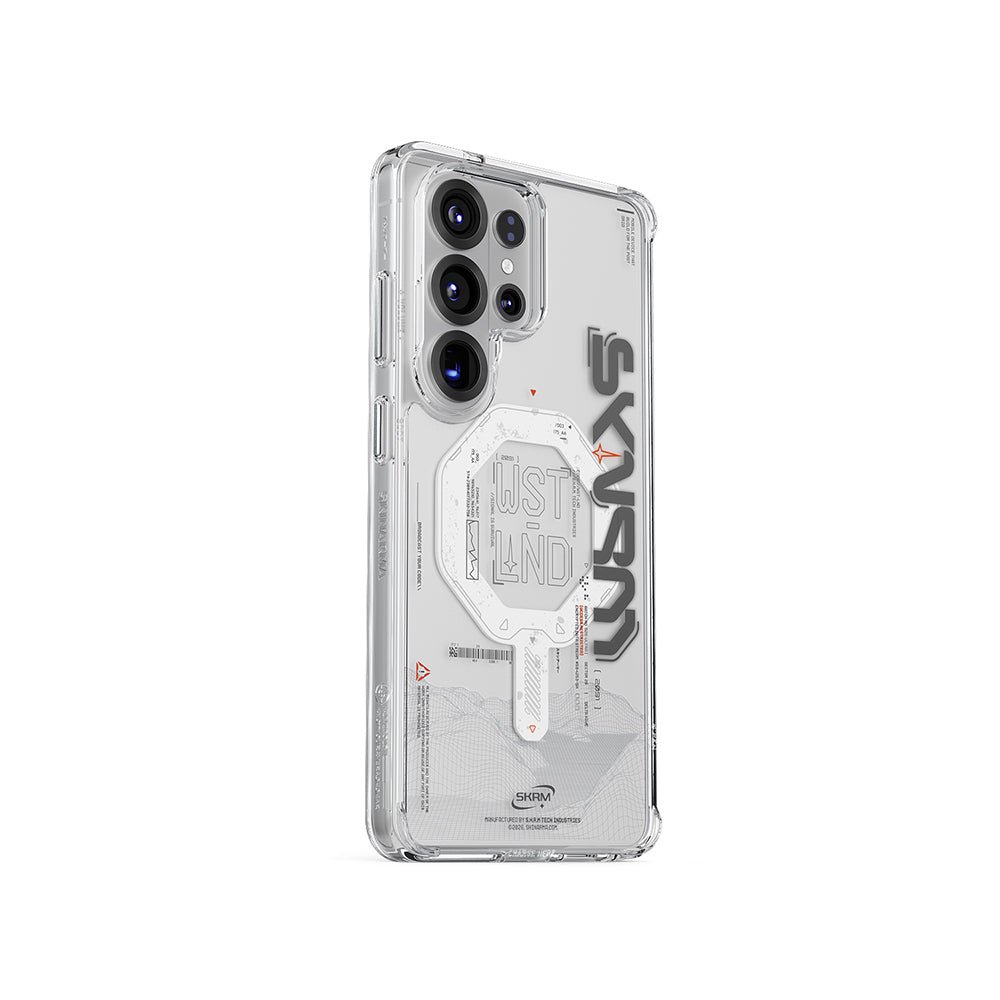 Galaxy S26 Ultra Kılıf M-safe Şarj Özellikli Yazı Desenli Airbag Tasarımlı Skinarma Sonix Kılıf