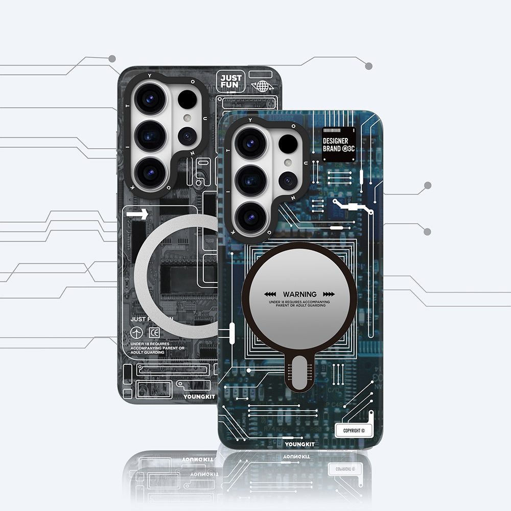 Galaxy S26 Ultra Kılıf M-safe Şarj Özellikli Youngkit 360 Derece Standlı Technology Serisi Kılıf