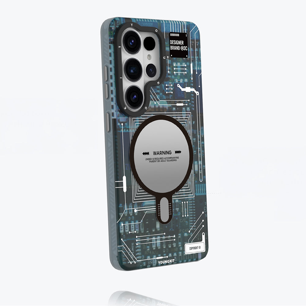 Galaxy S26 Ultra Kılıf M-safe Şarj Özellikli Youngkit 360 Derece Standlı Technology Serisi Kılıf
