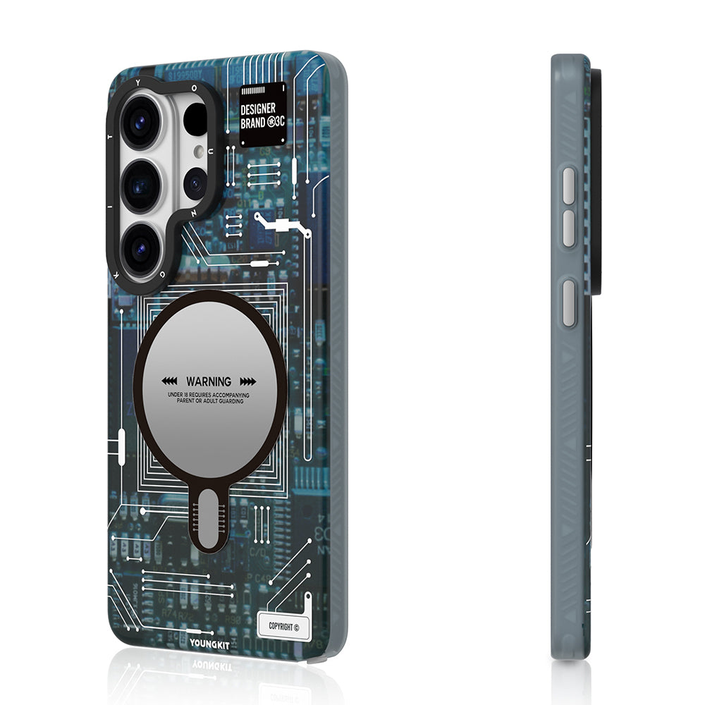 Galaxy S26 Ultra Kılıf M-safe Şarj Özellikli Youngkit 360 Derece Standlı Technology Serisi Kılıf