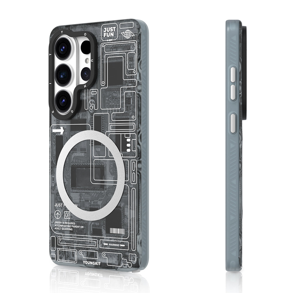 Galaxy S26 Ultra Kılıf M-safe Şarj Özellikli Youngkit 360 Derece Standlı Technology Serisi Kılıf
