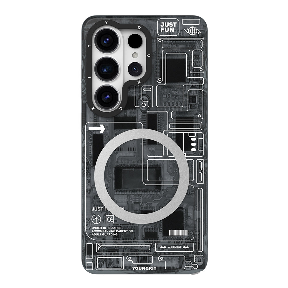 Galaxy S26 Ultra Kılıf M-safe Şarj Özellikli Youngkit 360 Derece Standlı Technology Serisi Kılıf