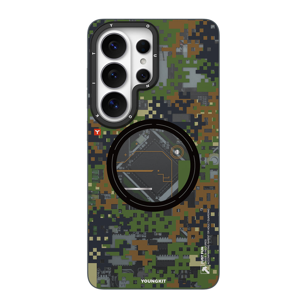 Galaxy S26 Ultra Kılıf M-Safe Şarj Özellikli Youngkit Camouflage Sykell Serisi Kılıf