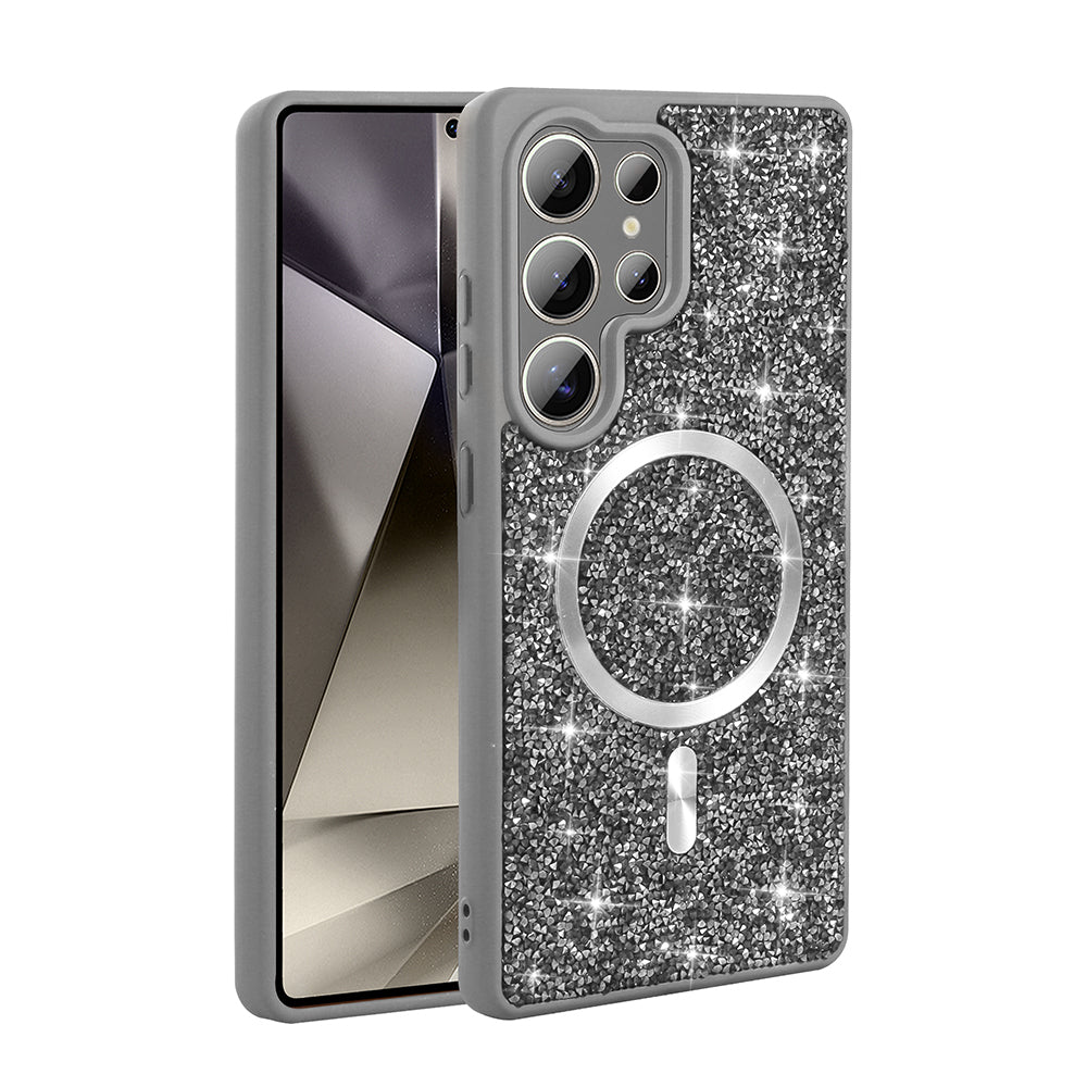 Galaxy S26 Ultra Kılıf Pırlanta Tasarımlı M-safe Şarj Özellikli Zore Mozaik Silikon Kılıf