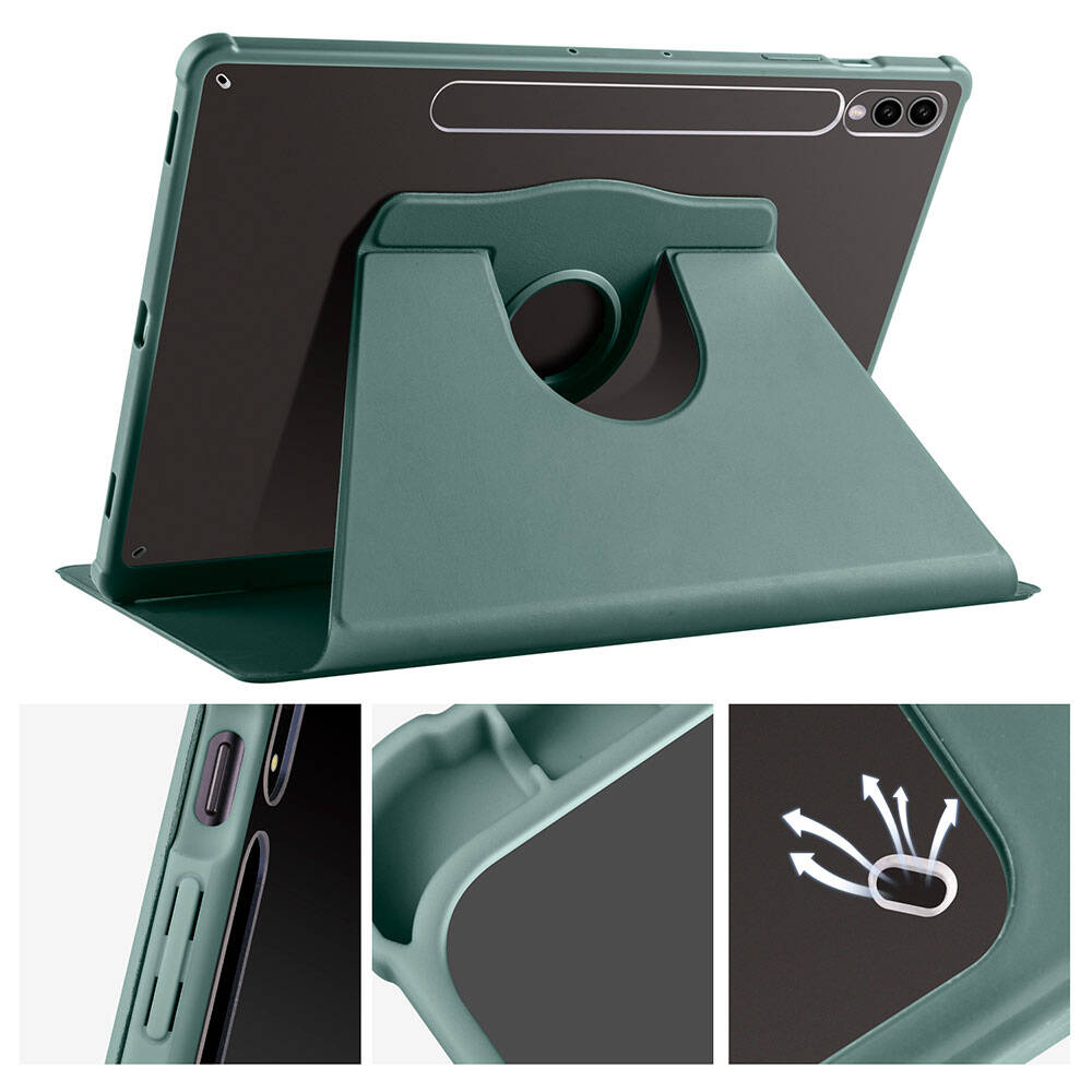 Galaxy Tab S9 Plus Kılıf Zore Termik Kalem Bölmeli Dönebilen Standlı Kılıf