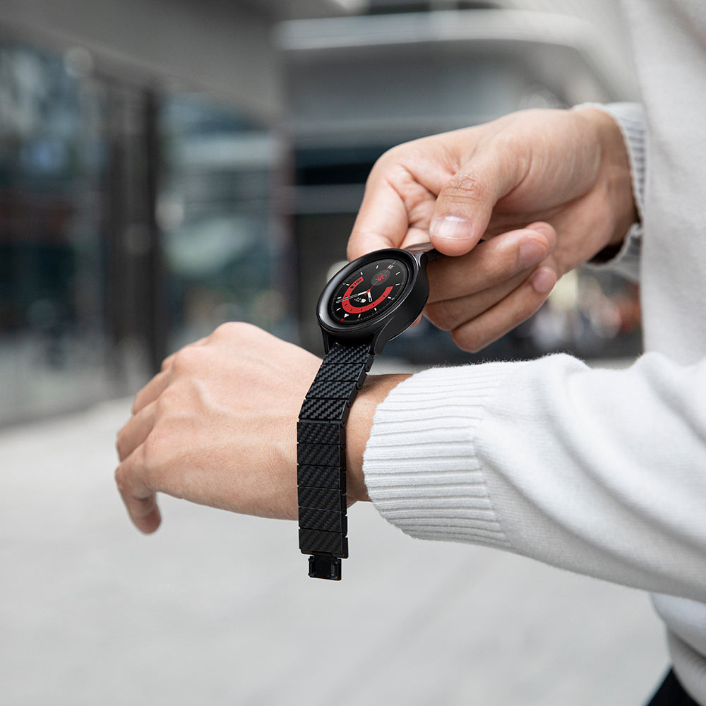 Galaxy Watch 6 44mm Karbon Fiber Pitaka Modern Serisi Black-Grey Twill Kordon