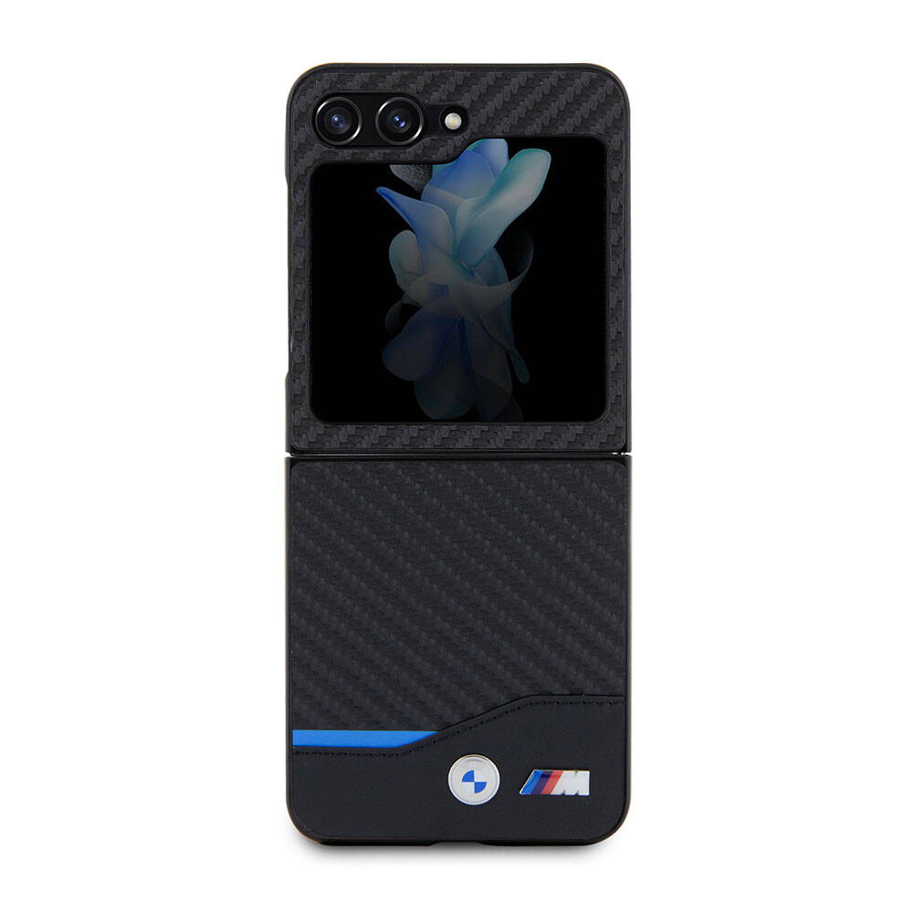 Galaxy Z Flip 5 Kılıf BMW Orijinal Lisanslı M Logolu PU Karbon Kılıf