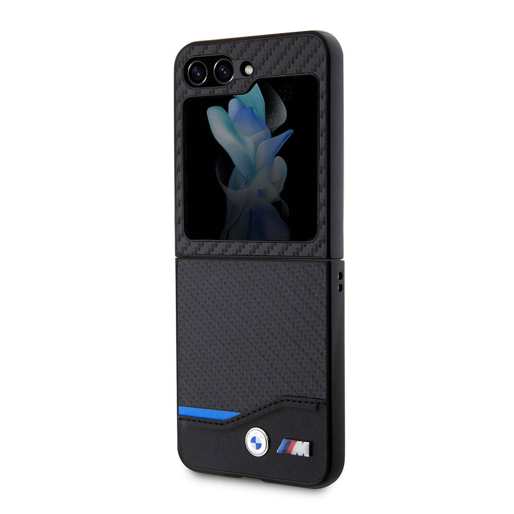 Galaxy Z Flip 5 Kılıf BMW Orijinal Lisanslı M Logolu PU Karbon Kılıf