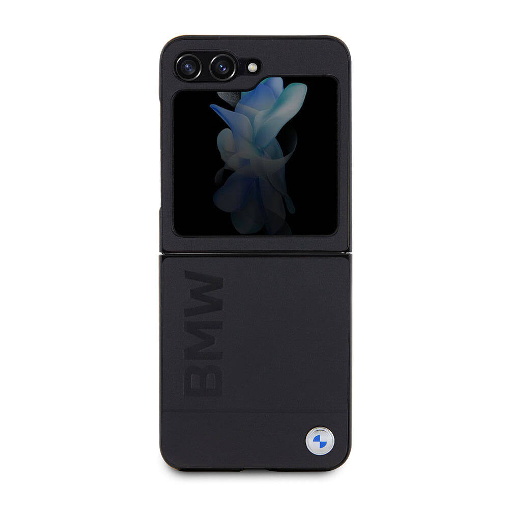 Galaxy Z Flip 5 Kılıf BMW Orijinal Lisanslı Sıcak Damga Logolu Deri Kılıf