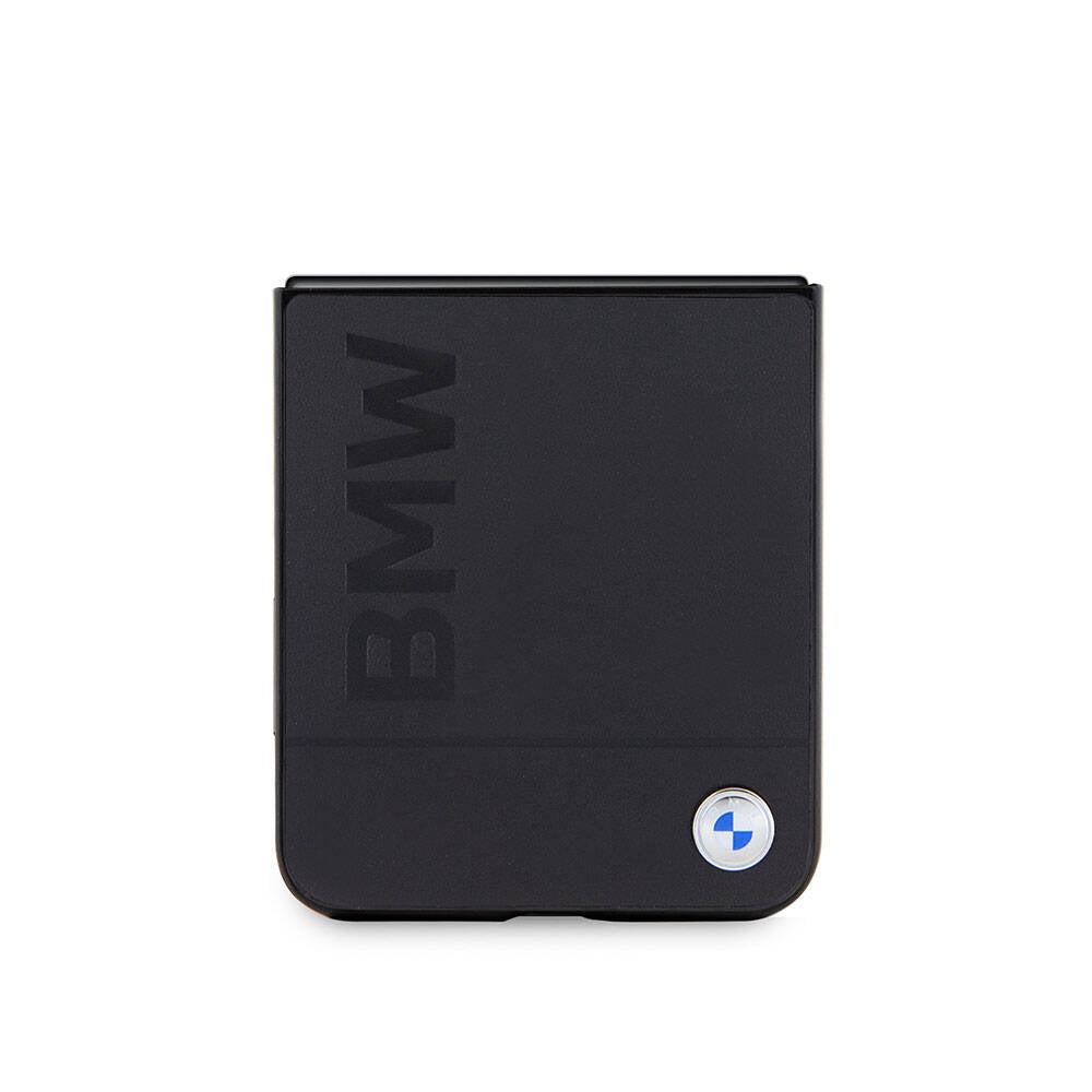 Galaxy Z Flip 5 Kılıf BMW Orijinal Lisanslı Sıcak Damga Logolu Deri Kılıf