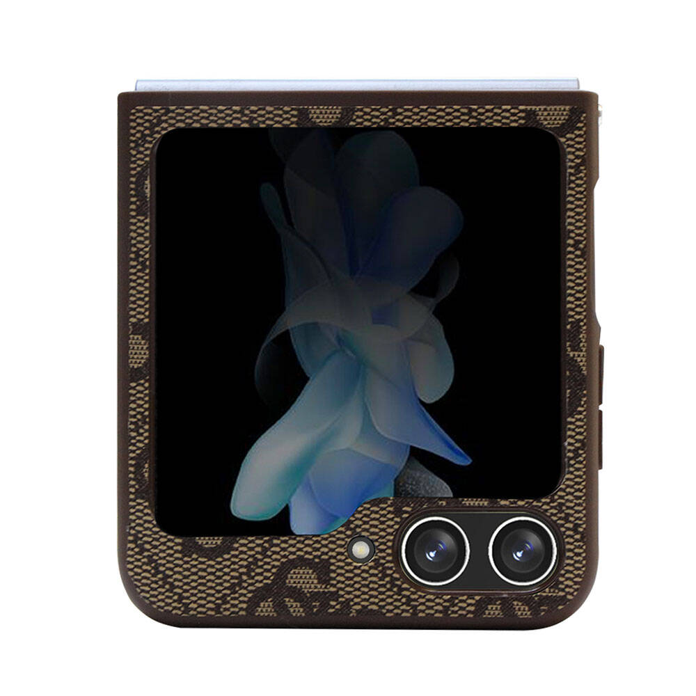 Galaxy Z Flip 5 Kılıf Guess Orijinal Lisanslı PU Deri Taşlı Üçgen Logo 4G Desenli Strass Kılıf