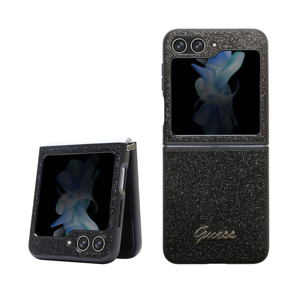 Galaxy Z Flip 5 Kılıf Guess Orijinal Lisanslı Yazı Logolu Glitter Script Kılıf