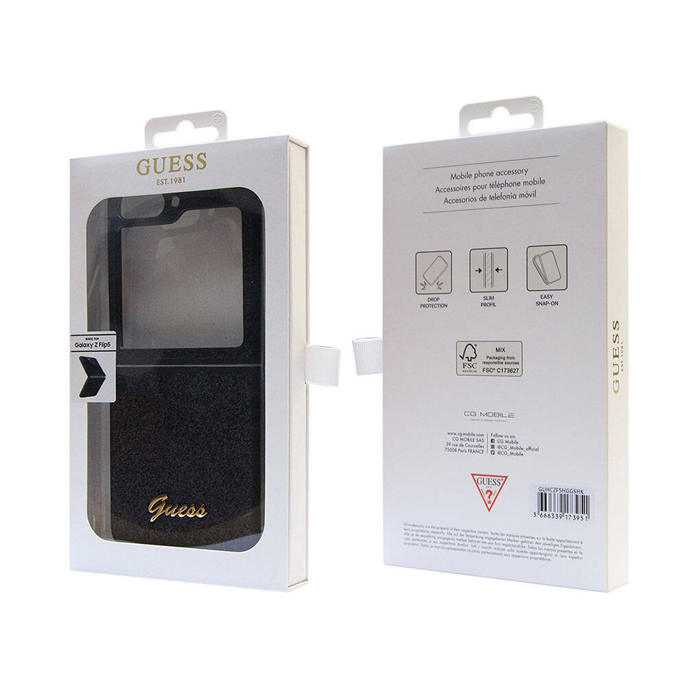 Galaxy Z Flip 5 Kılıf Guess Orijinal Lisanslı Yazı Logolu Glitter Script Kılıf