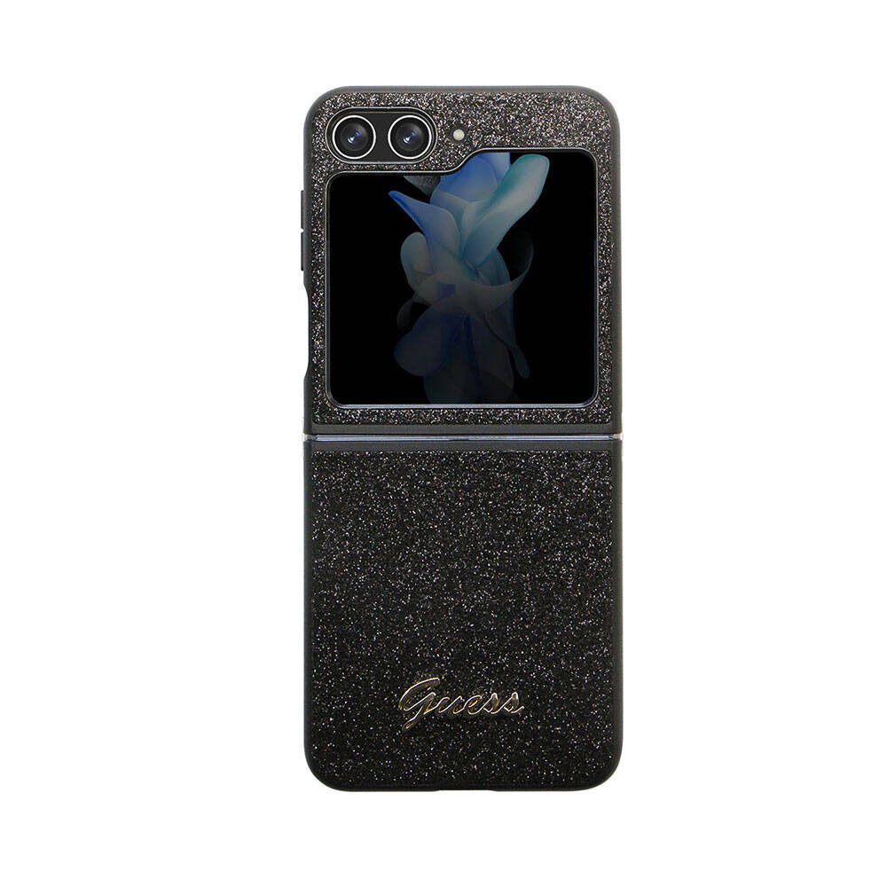 Galaxy Z Flip 5 Kılıf Guess Orijinal Lisanslı Yazı Logolu Glitter Script Kılıf