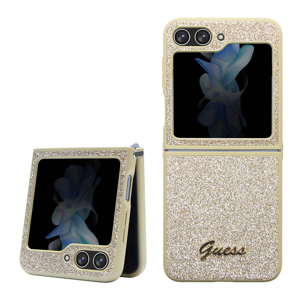 Galaxy Z Flip 5 Kılıf Guess Orijinal Lisanslı Yazı Logolu Glitter Script Kılıf
