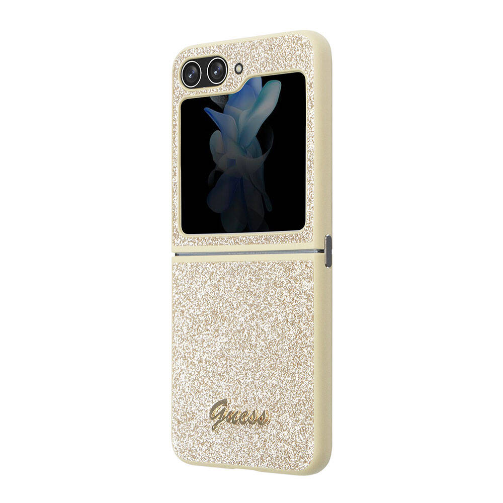 Galaxy Z Flip 5 Kılıf Guess Orijinal Lisanslı Yazı Logolu Glitter Script Kılıf