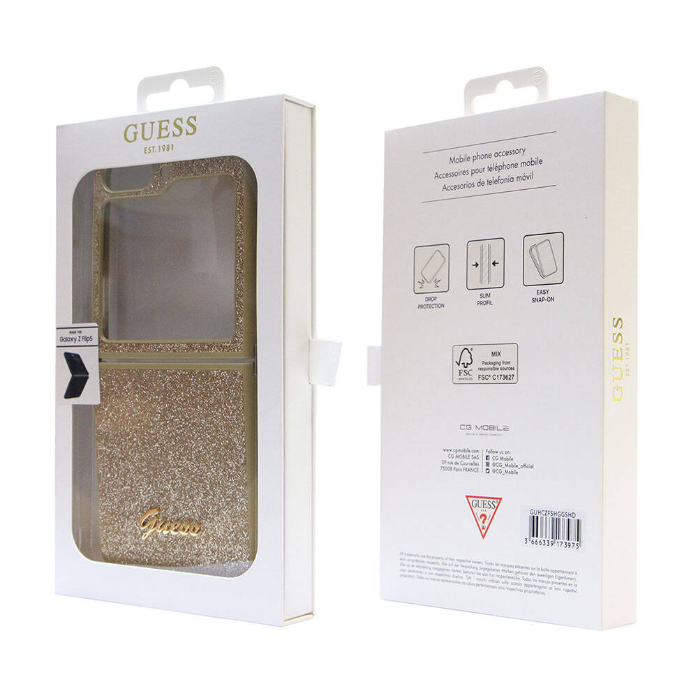Galaxy Z Flip 5 Kılıf Guess Orijinal Lisanslı Yazı Logolu Glitter Script Kılıf