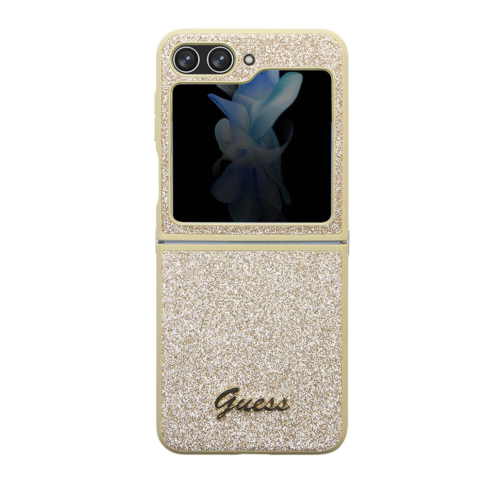 Galaxy Z Flip 5 Kılıf Guess Orijinal Lisanslı Yazı Logolu Glitter Script Kılıf