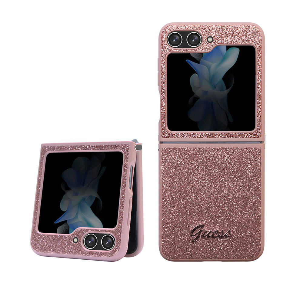 Galaxy Z Flip 5 Kılıf Guess Orijinal Lisanslı Yazı Logolu Glitter Script Kılıf