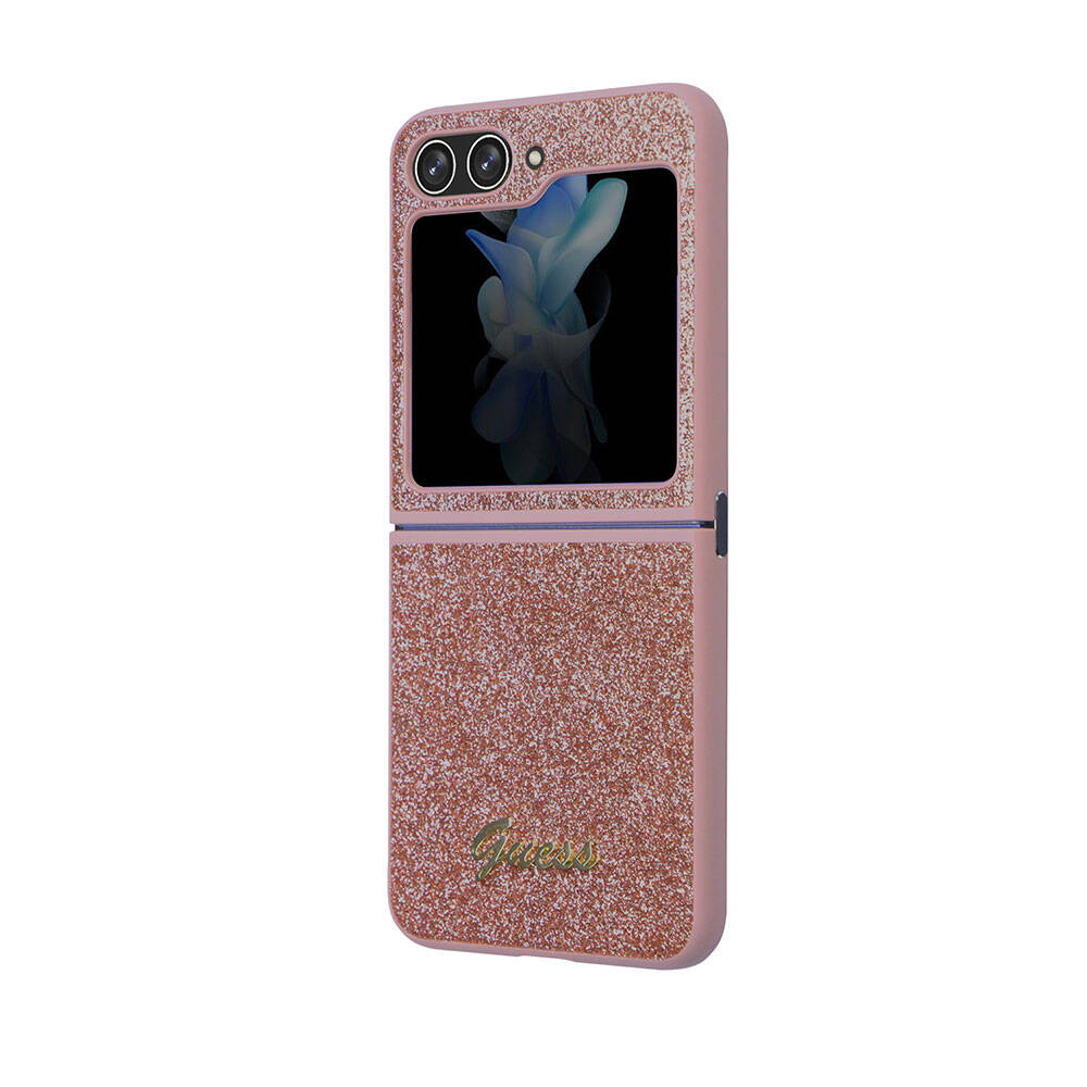 Galaxy Z Flip 5 Kılıf Guess Orijinal Lisanslı Yazı Logolu Glitter Script Kılıf