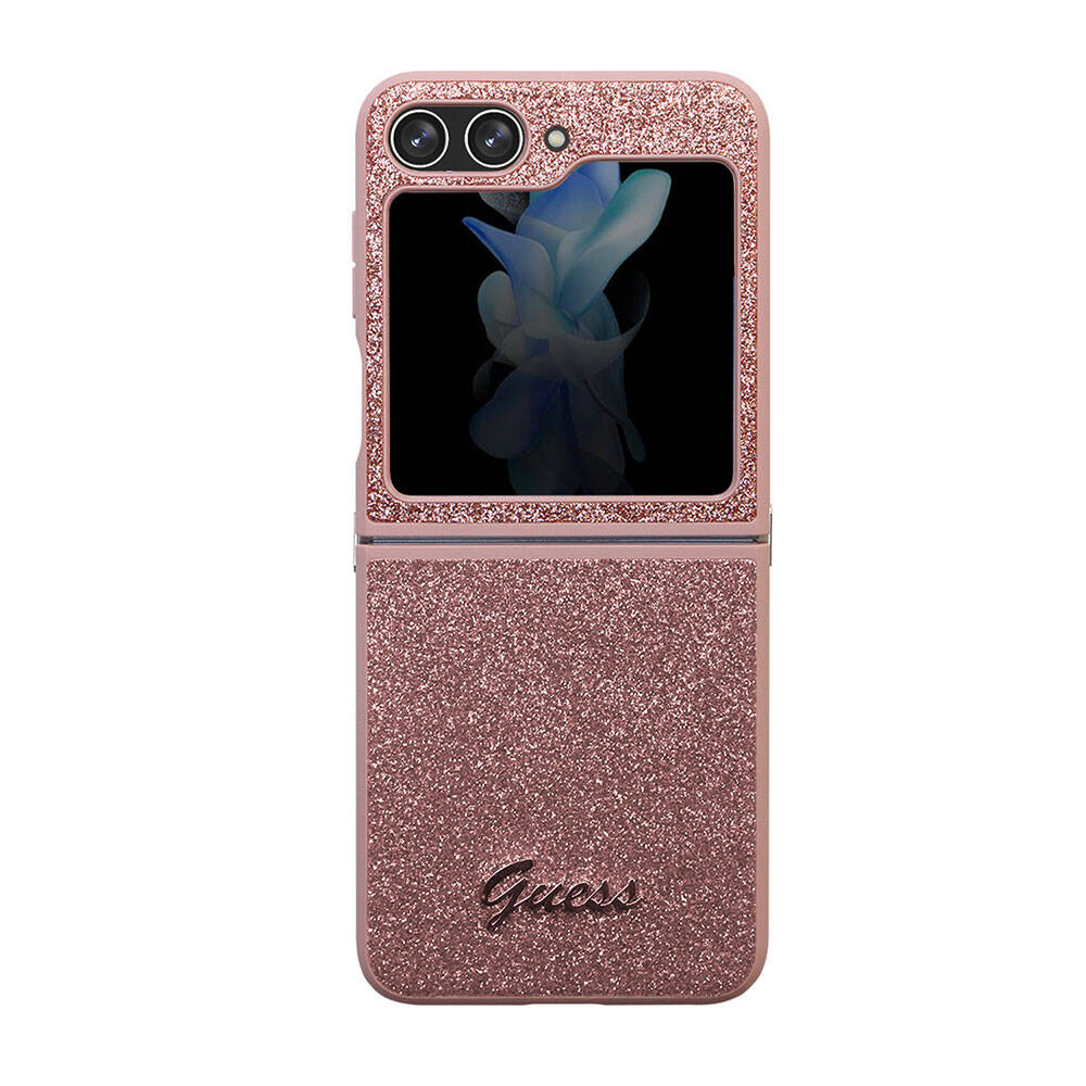 Galaxy Z Flip 5 Kılıf Guess Orijinal Lisanslı Yazı Logolu Glitter Script Kılıf