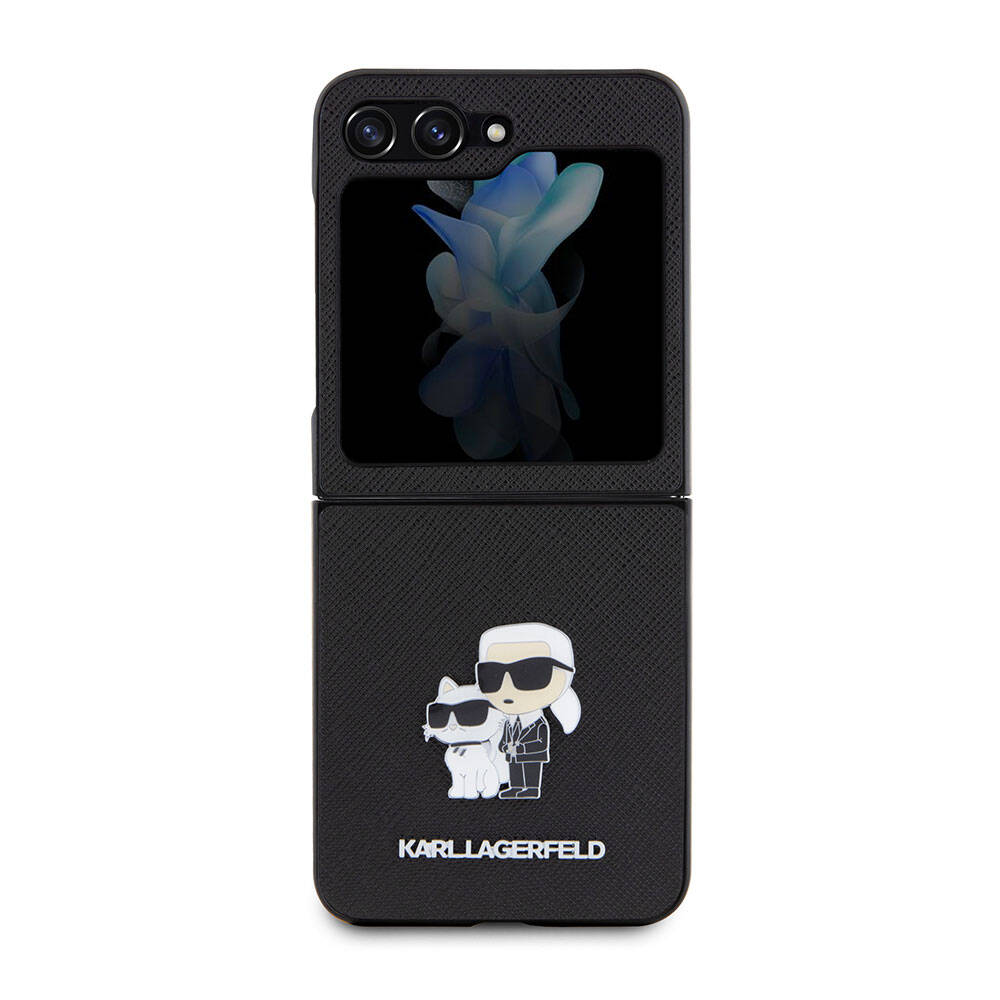 Galaxy Z Flip 5 Kılıf Karl Lagerfeld Orijinal Lisanslı K&C Metal Logolu Saffiano Kılıf