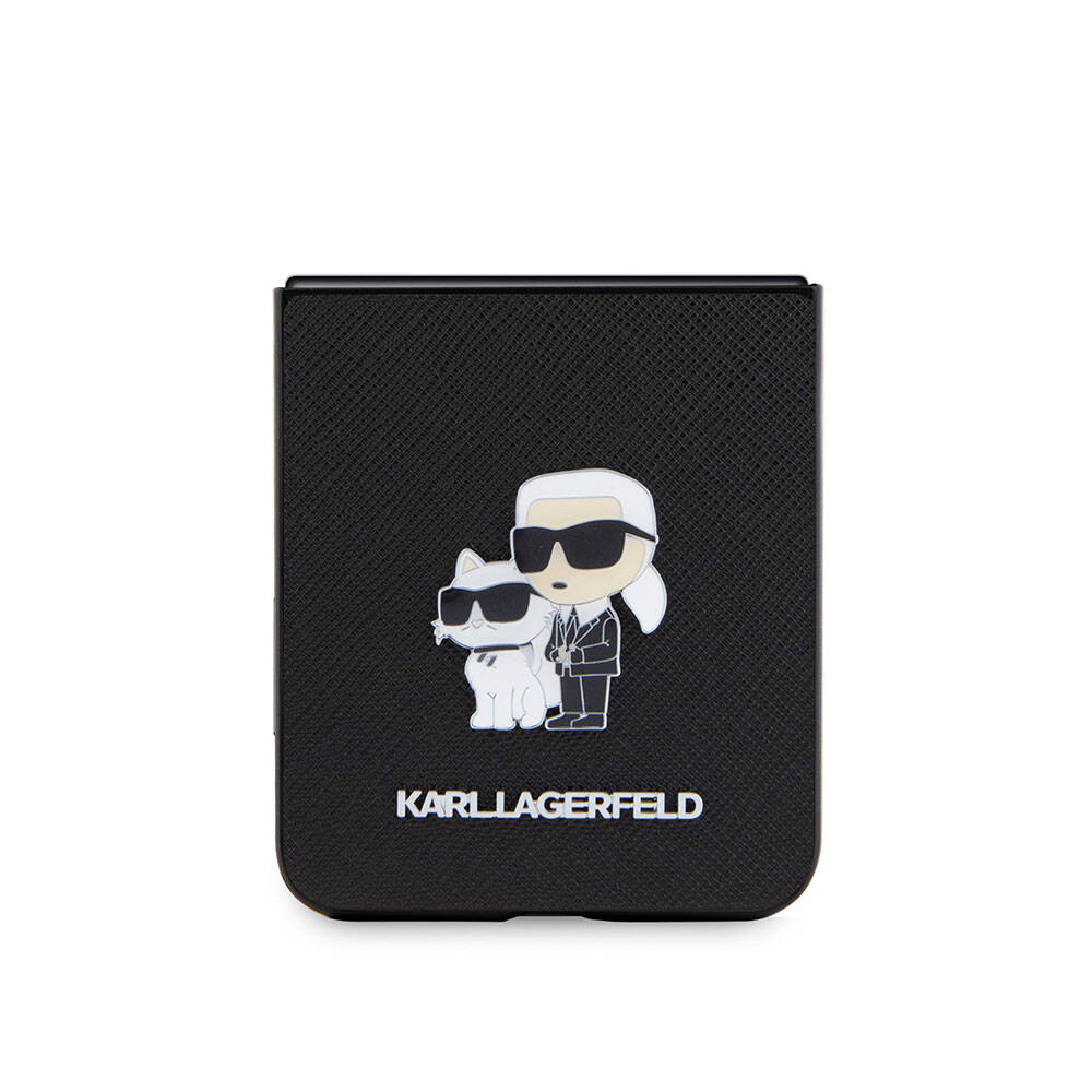 Galaxy Z Flip 5 Kılıf Karl Lagerfeld Orijinal Lisanslı K&C Metal Logolu Saffiano Kılıf