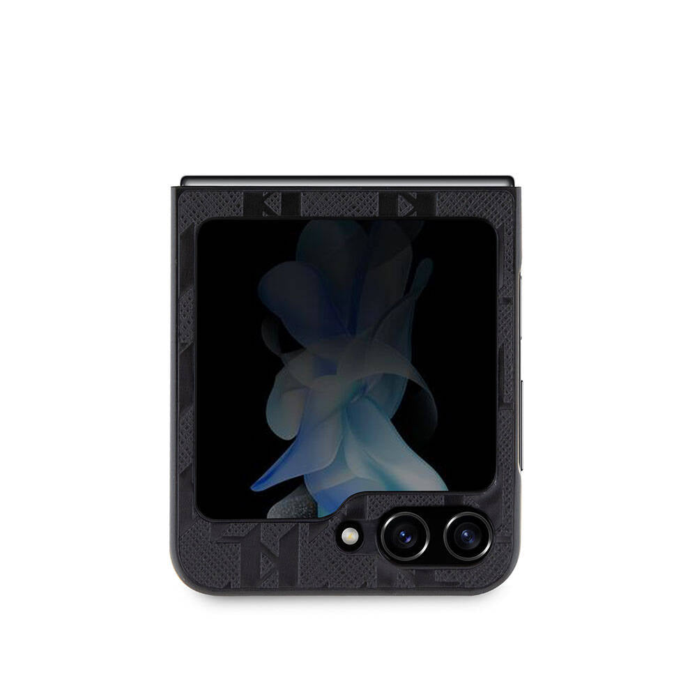 Galaxy Z Flip 5 Kılıf Karl Lagerfeld Orijinal Lisanslı KL Desenli Karl İkonik Saffiano Kılıf