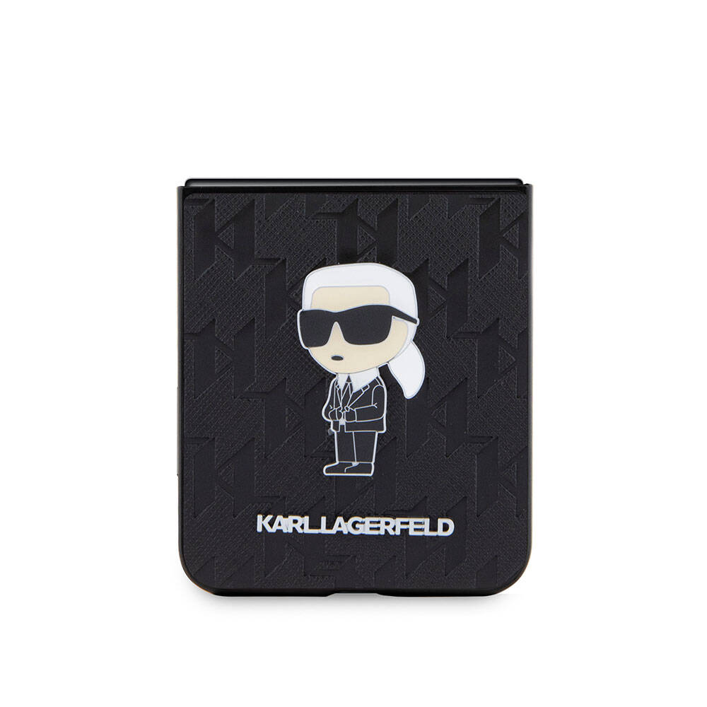 Galaxy Z Flip 5 Kılıf Karl Lagerfeld Orijinal Lisanslı KL Desenli Karl İkonik Saffiano Kılıf