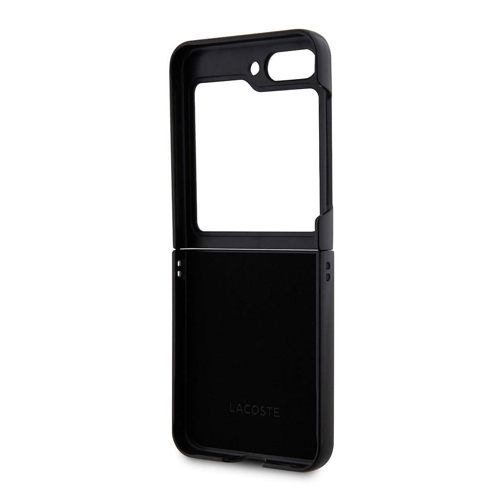 Galaxy Z Flip 5 Kılıf Lacoste orijinal Lisanslı PU Pike Desenli Arka Yüzey İkonik Timsah Dokuma Logolu Kılıf