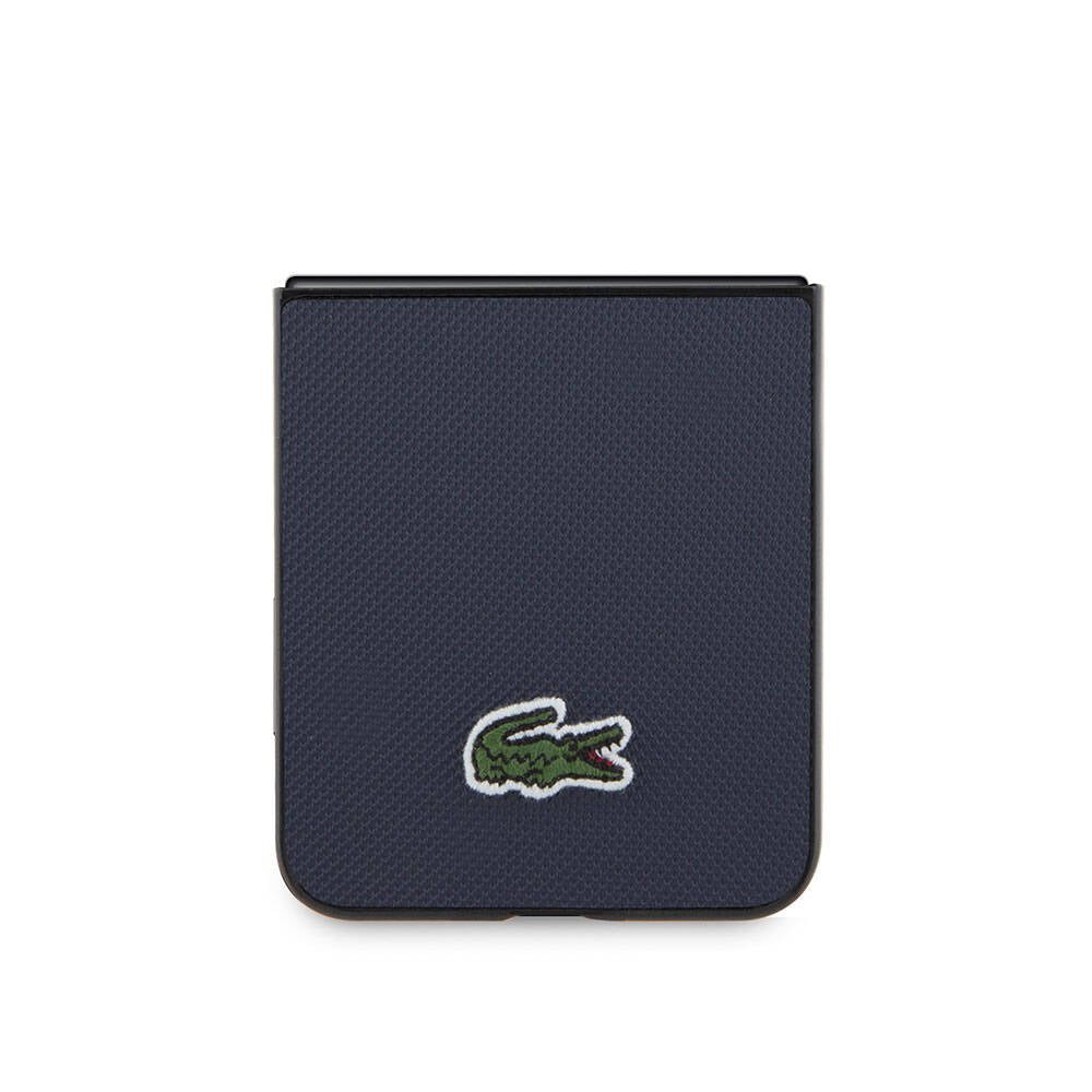 Galaxy Z Flip 5 Kılıf Lacoste orijinal Lisanslı PU Pike Desenli Arka Yüzey İkonik Timsah Dokuma Logolu Kılıf