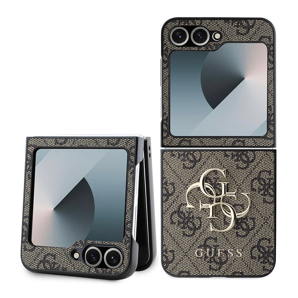 Galaxy Z Flip 6 Kılıf Guess Orijinal Lisanslı Leather Metal Logo Kılıf