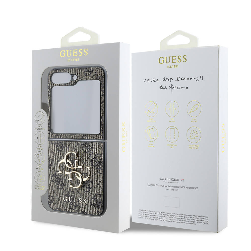 Galaxy Z Flip 6 Kılıf Guess Orijinal Lisanslı Leather Metal Logo Kılıf