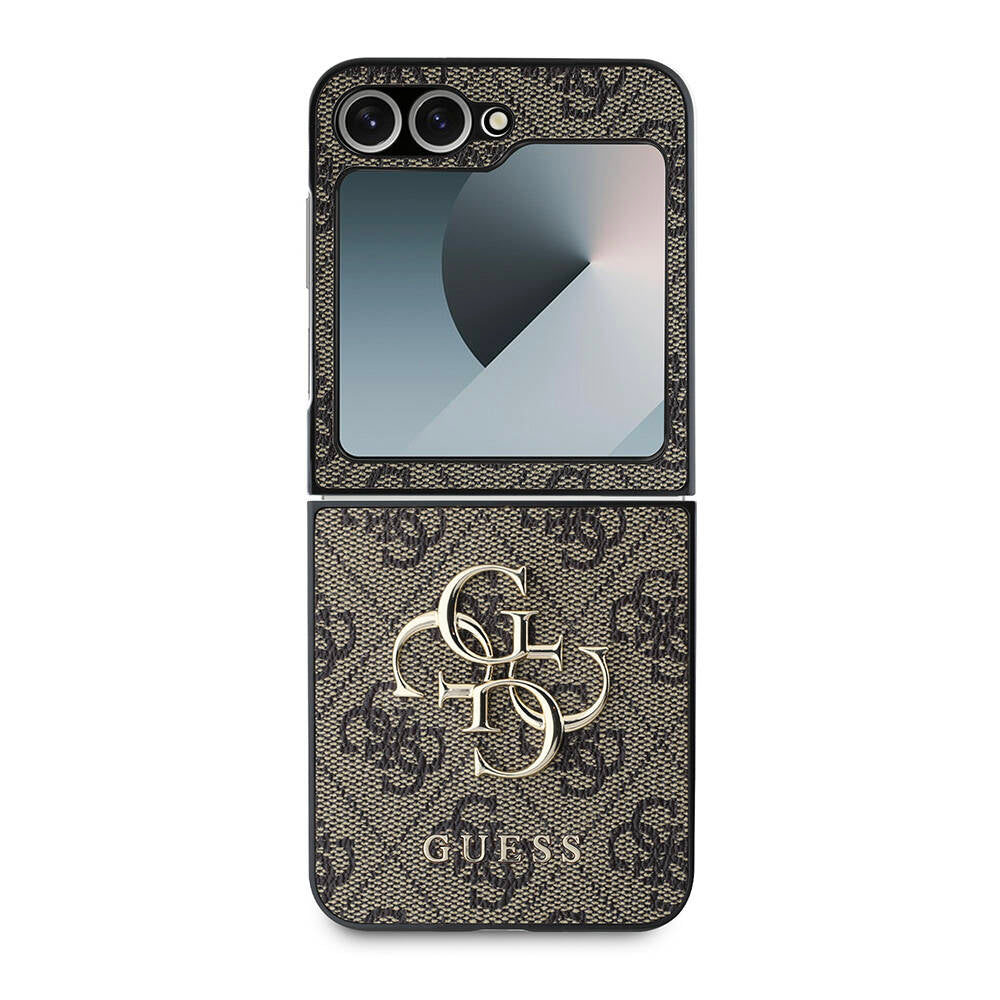 Galaxy Z Flip 6 Kılıf Guess Orijinal Lisanslı Leather Metal Logo Kılıf