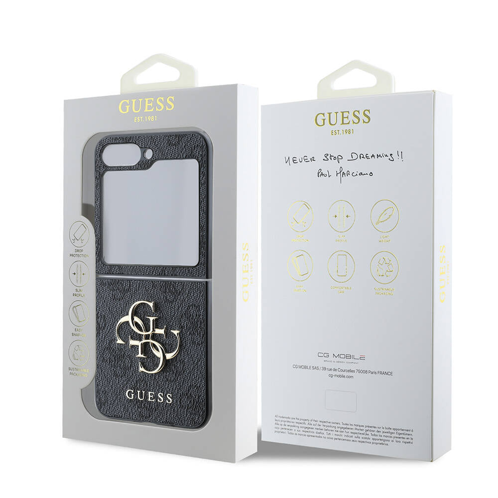 Galaxy Z Flip 6 Kılıf Guess Orijinal Lisanslı Leather Metal Logo Kılıf