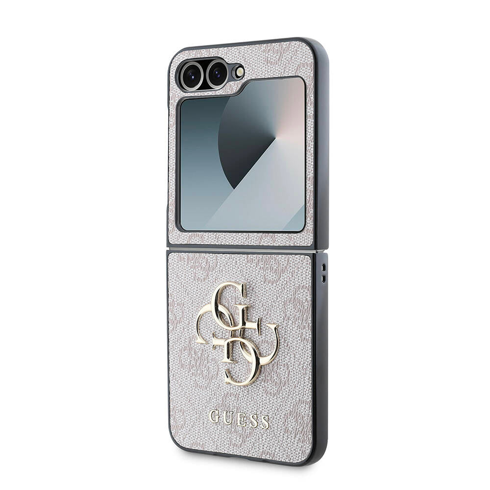 Galaxy Z Flip 6 Kılıf Guess Orijinal Lisanslı Leather Metal Logo Kılıf