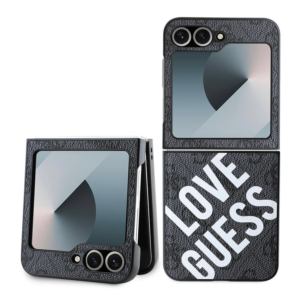 Galaxy Z Flip 6 Kılıf Guess Orijinal Lisanslı M-safe Şarj Özellikli Love Guess Printing Kılıf