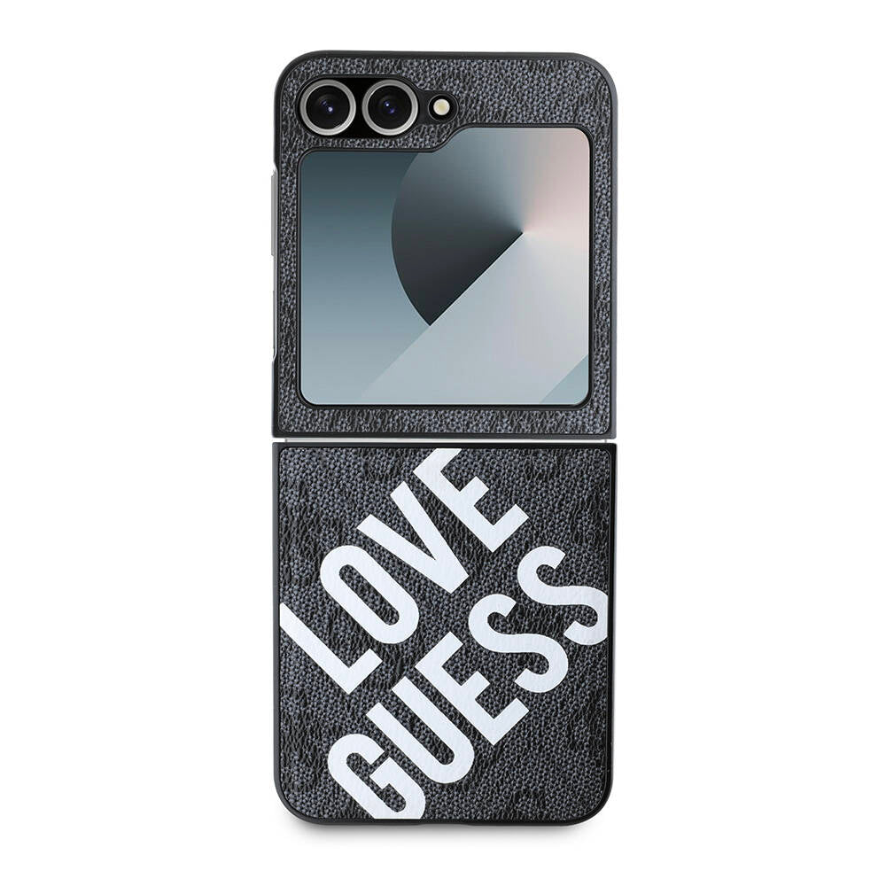 Galaxy Z Flip 6 Kılıf Guess Orijinal Lisanslı M-safe Şarj Özellikli Love Guess Printing Kılıf