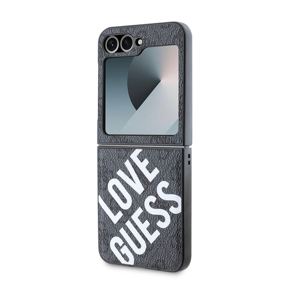 Galaxy Z Flip 6 Kılıf Guess Orijinal Lisanslı M-safe Şarj Özellikli Love Guess Printing Kılıf