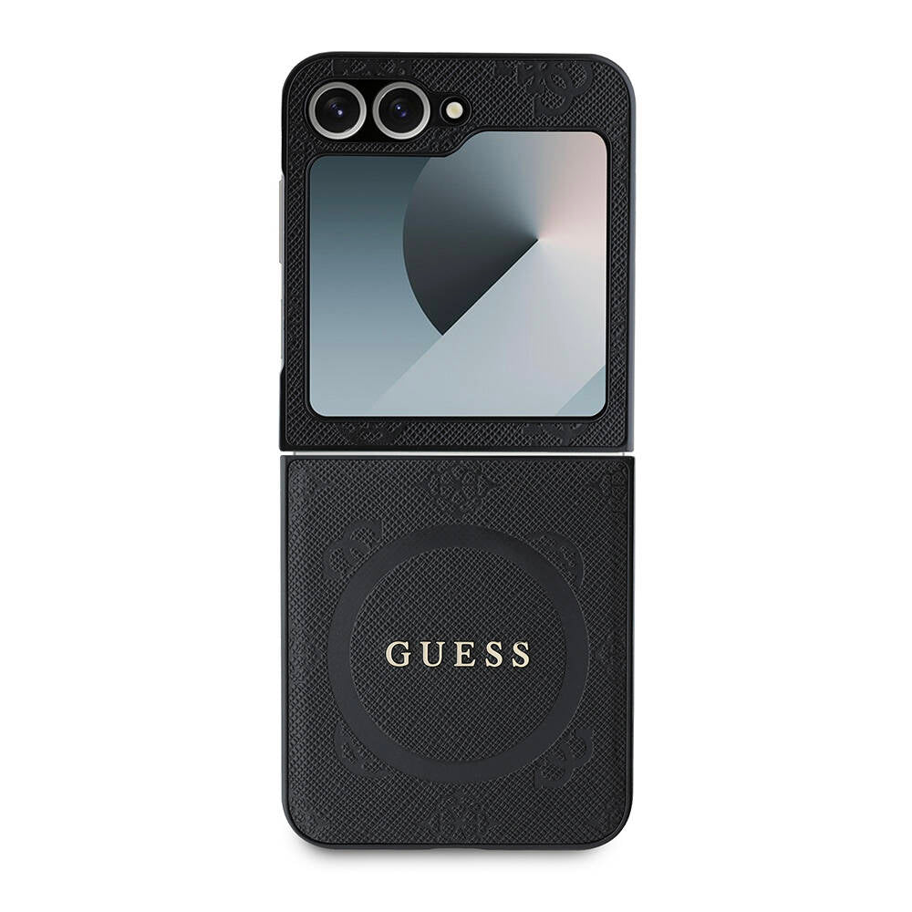 Galaxy Z Flip 6 Kılıf Guess Orijinal Lisanslı M-safe Şarj Özellikli Saffiano Metal Logo Kılıf