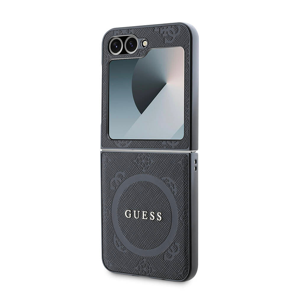 Galaxy Z Flip 6 Kılıf Guess Orijinal Lisanslı M-safe Şarj Özellikli Saffiano Metal Logo Kılıf