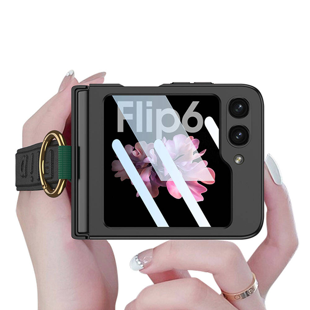 Galaxy Z Flip 6 Kılıf Kamera Korumalı Yüzüklü Zore Flip Ring Kıpta Kılıf
